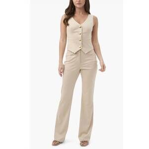 NEW TRINA TURK apple faux suede pants in light beige